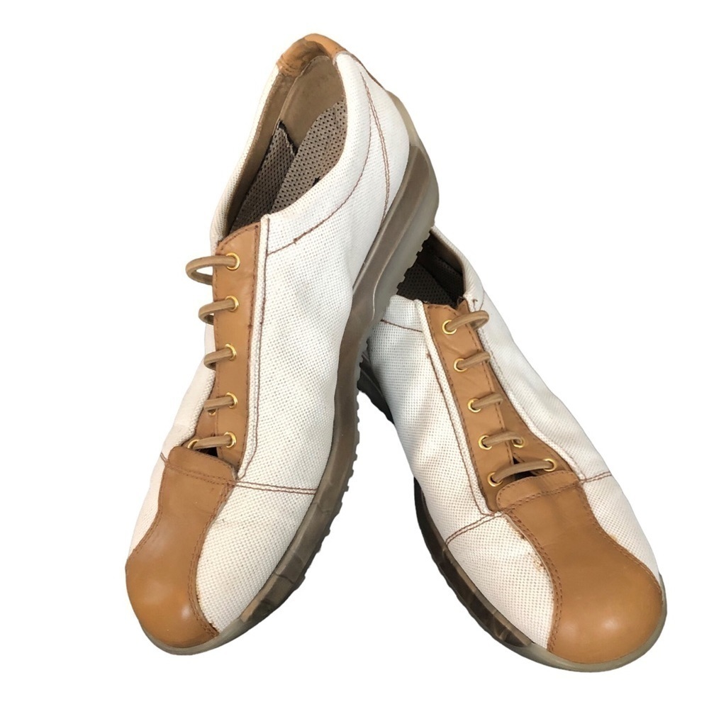 VTG Stuart Weitzman Canvas Retro Leather Slip On Lace zip Sneaker Oxford  Sz. 8